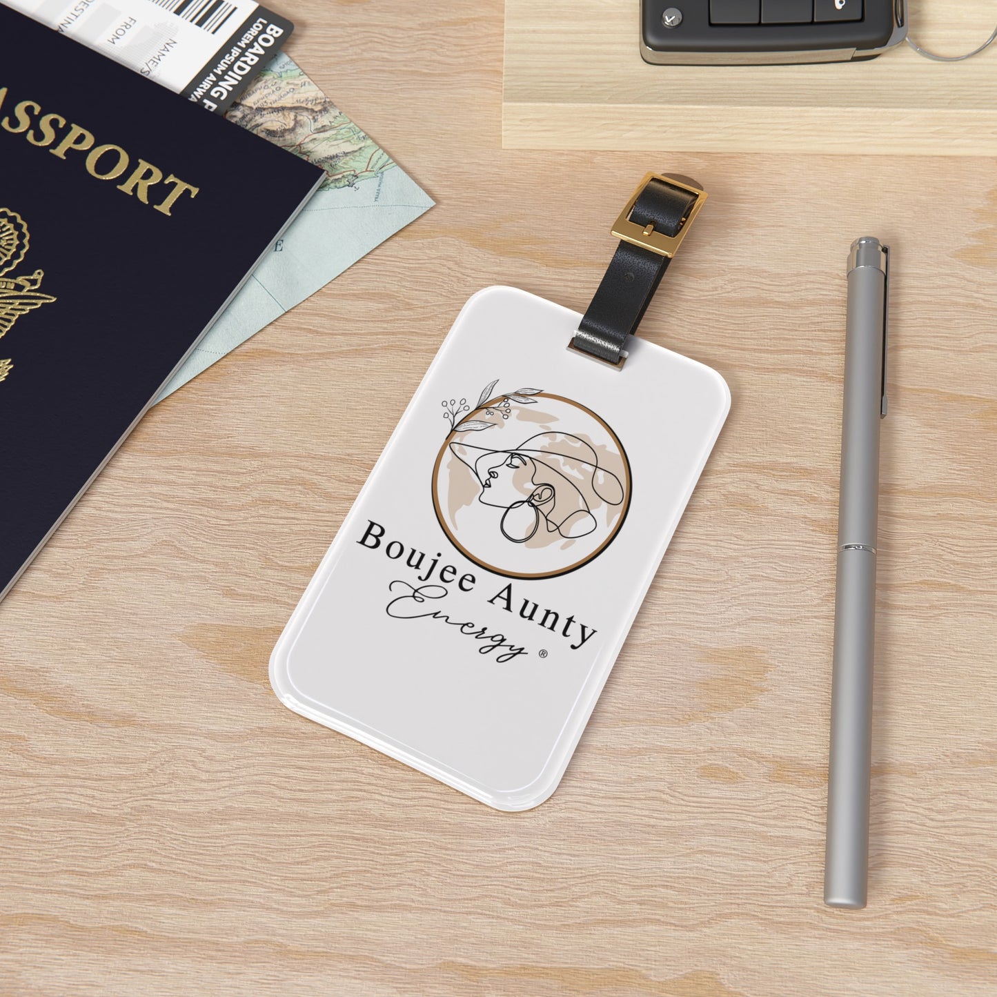 Boujee Aunty Energy Luggage Tag (White)